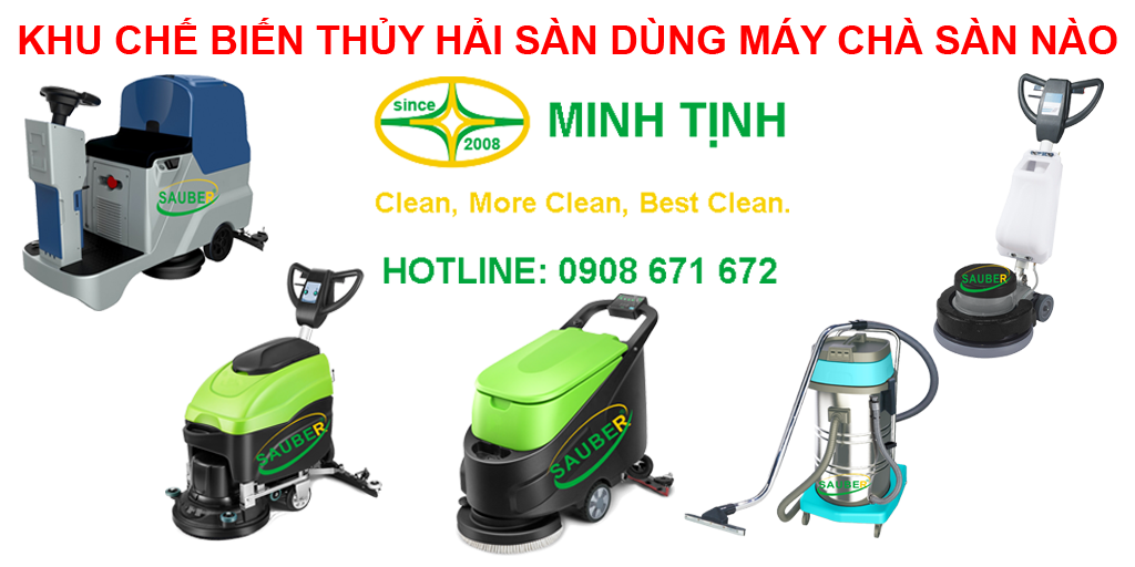 máy chà sàn trong chế biến thủy sản giúp chà rửa vệ sinh nhanh hơn